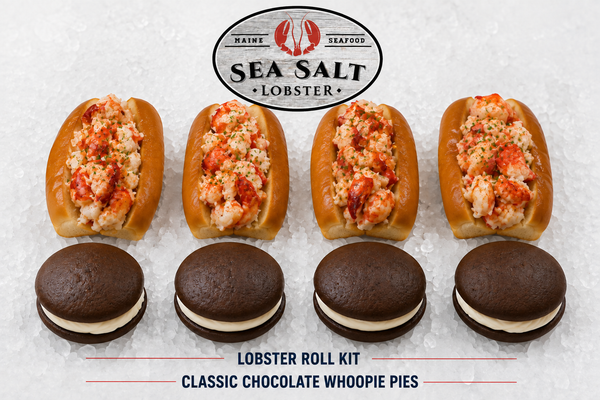 Maine lobster roll kit with lobster meat and rolls
